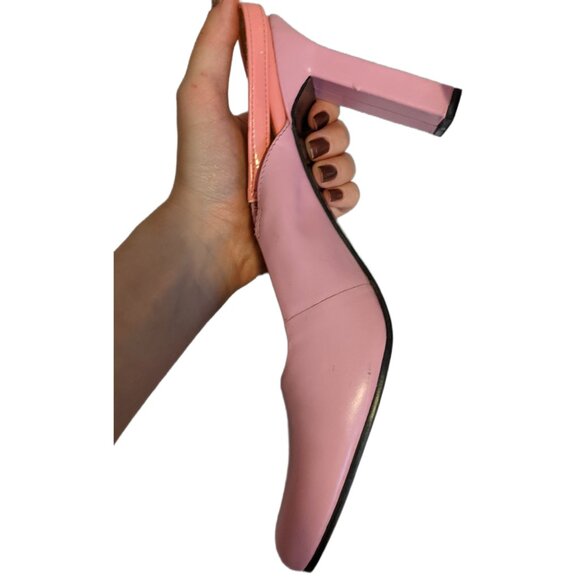 Vintage Y2K BCBG Pink Slingback Heels Square Toe Barbiecore Shoes Chunky Heel 8 - Picture 11 of 16